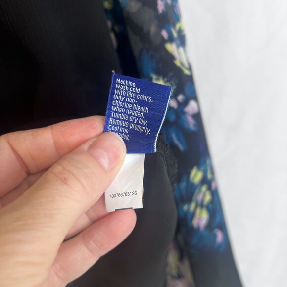 Apt 9 Floral Sheer Sleeve Color Block Boho Cottage Core Whimsical Blouse Size MD - Picture 7 of 9